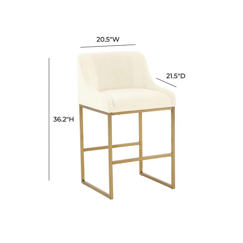 Image 6 TOV Lisa 26 1/4" Modern Cream Pleated Velvet Counter Stool more views