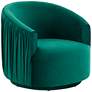 1_TOV London 31" Wide Forest Green Velvet Pleated Modern Swivel Chair