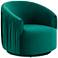 TOV London 31" Wide Forest Green Velvet Pleated Modern Swivel Chair