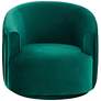 3_TOV London 31" Wide Forest Green Velvet Pleated Modern Swivel Chair more views