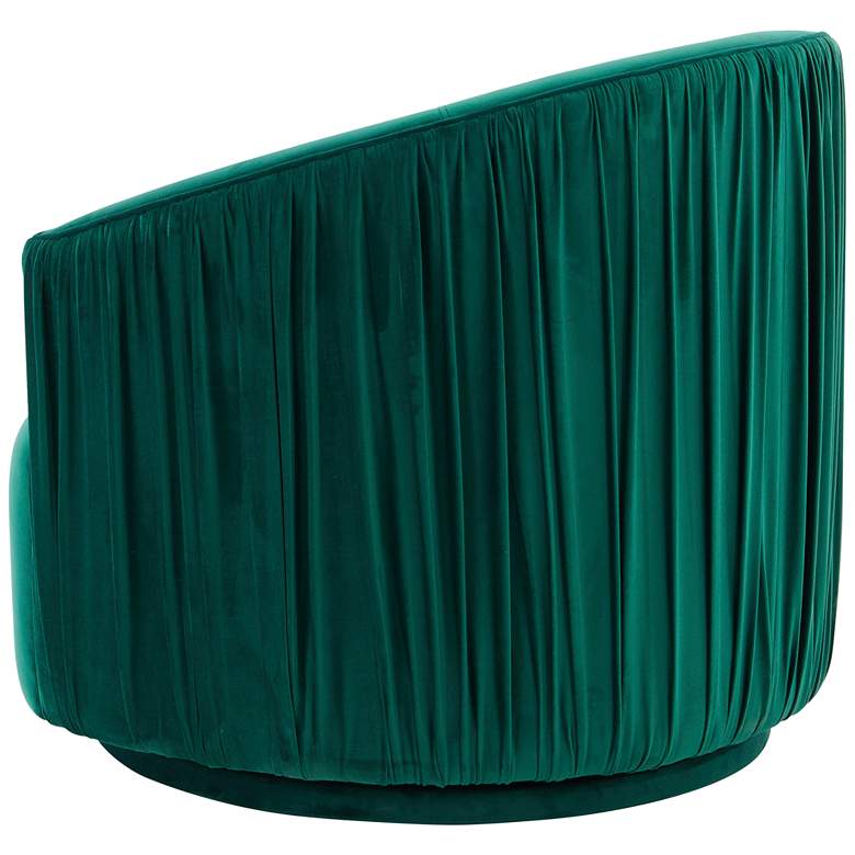 Image 4 TOV London 31" Wide Forest Green Velvet Pleated Modern Swivel Chair more views