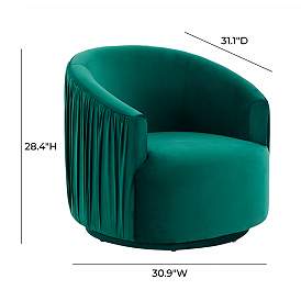 Image5 of TOV London 31" Wide Forest Green Velvet Pleated Modern Swivel Chair more views
