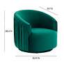 5_TOV London 31" Wide Forest Green Velvet Pleated Modern Swivel Chair more views
