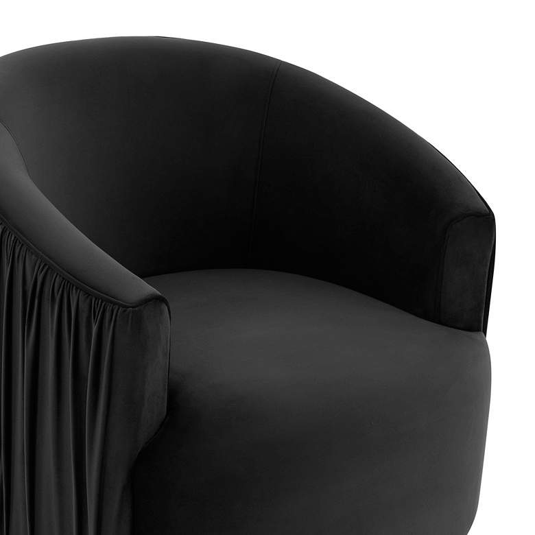 Image 2 TOV London 31" Wide Modern Black Velvet Pleated Swivel Chair more views