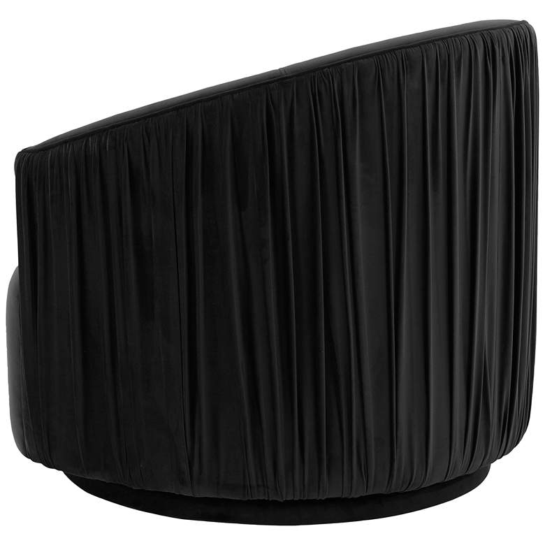 Image 4 TOV London 31" Wide Modern Black Velvet Pleated Swivel Chair more views