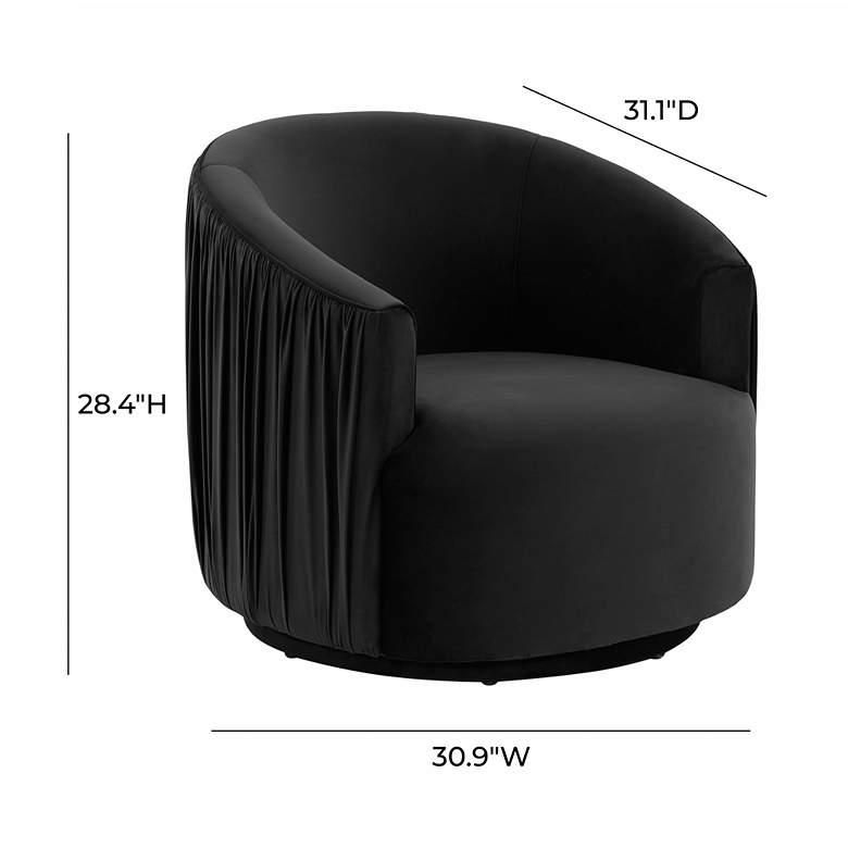 Image 5 TOV London 31" Wide Modern Black Velvet Pleated Swivel Chair more views