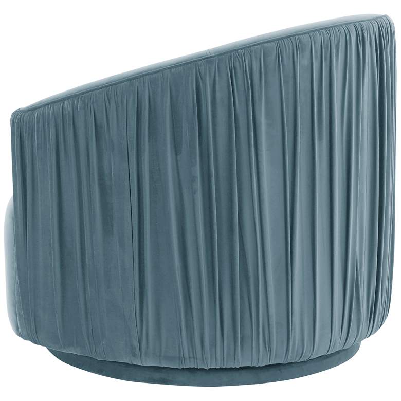 Image 4 TOV London 31" Wide Modern Blue Velvet Pleated Swivel Chair more views