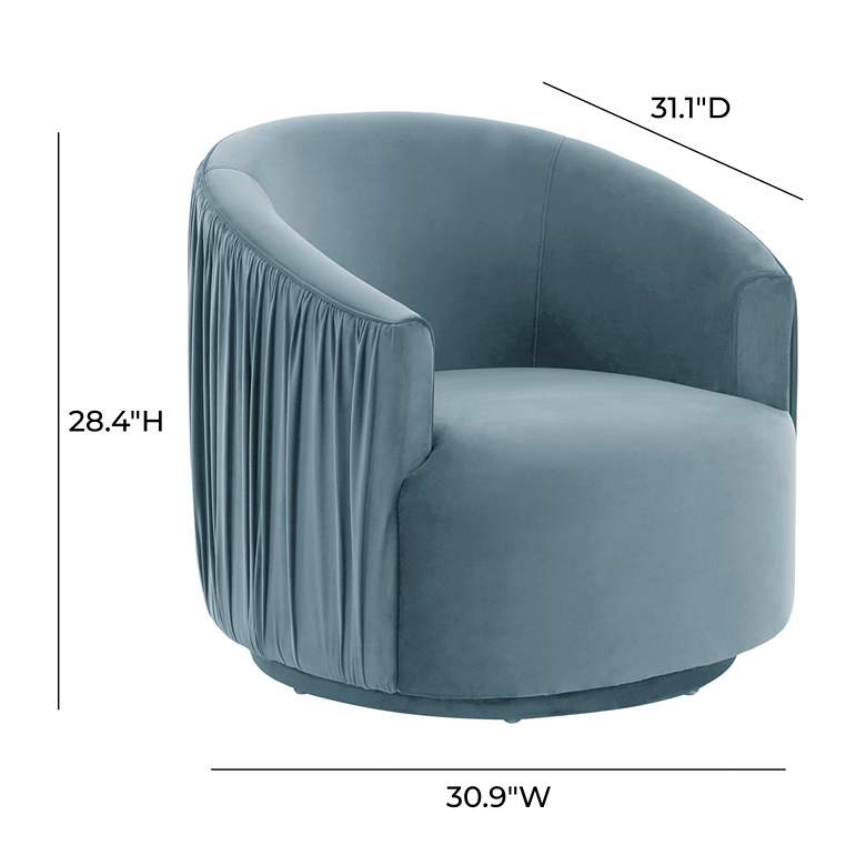 Image 5 TOV London 31" Wide Modern Blue Velvet Pleated Swivel Chair more views