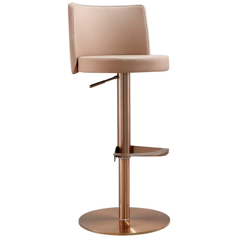 Image 2 TOV Loosha Adjustable Height Modern Cafe Au Lait Vegan Leather Bar Stool