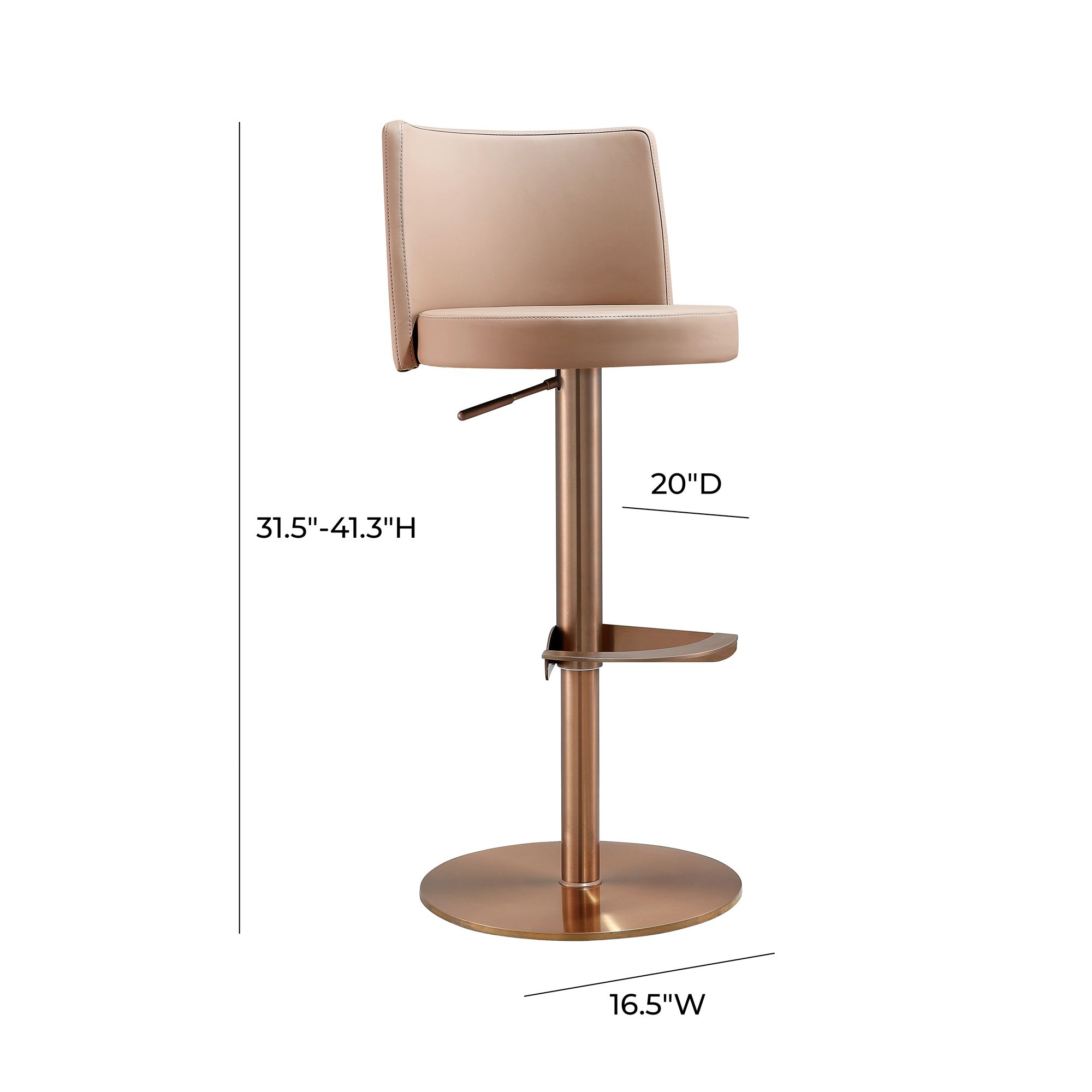 TOV Loosha Adjustable Height Modern Cafe Au Lait Vegan Leather Bar Stool in scene