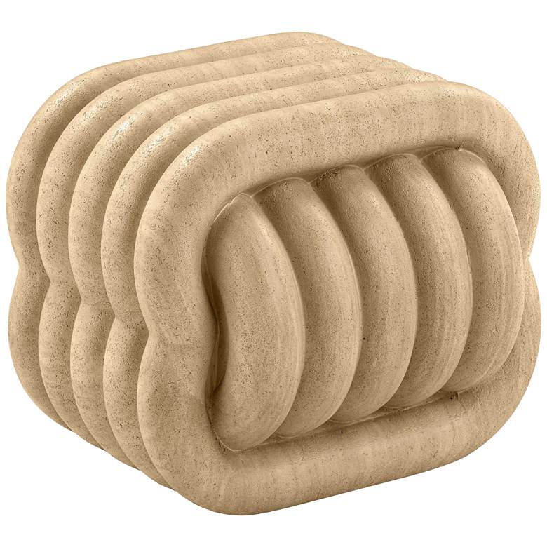 Image 1 TOV Love Knot 21" Wide Faux Travertine Modern Concrete Accent Stool