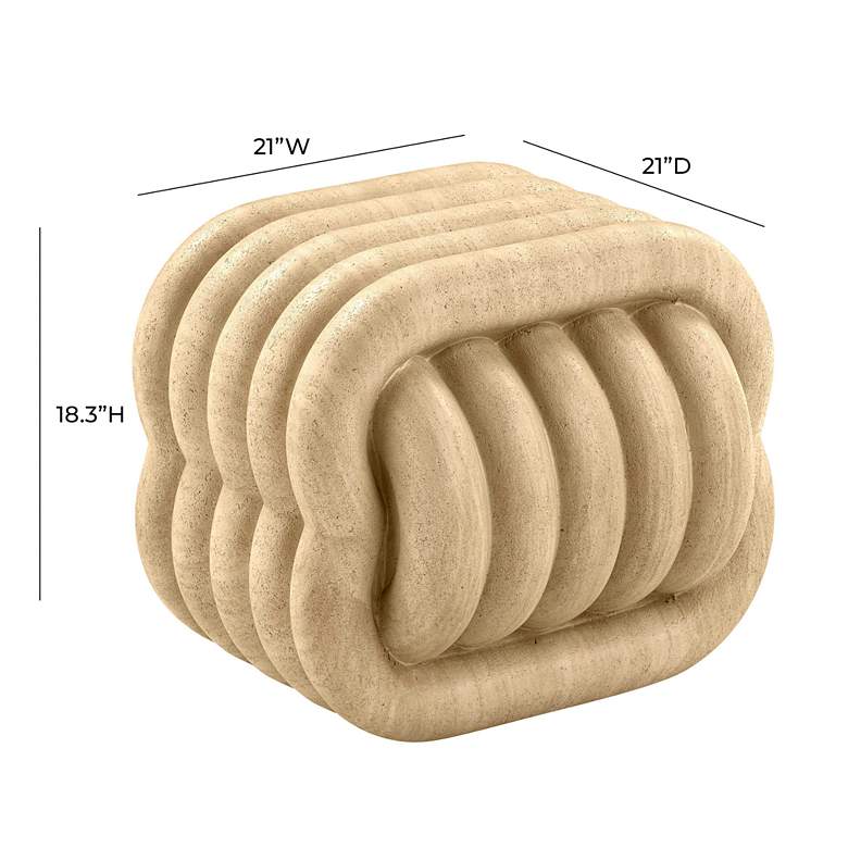 Image 6 TOV Love Knot 21" Wide Faux Travertine Modern Concrete Accent Stool more views