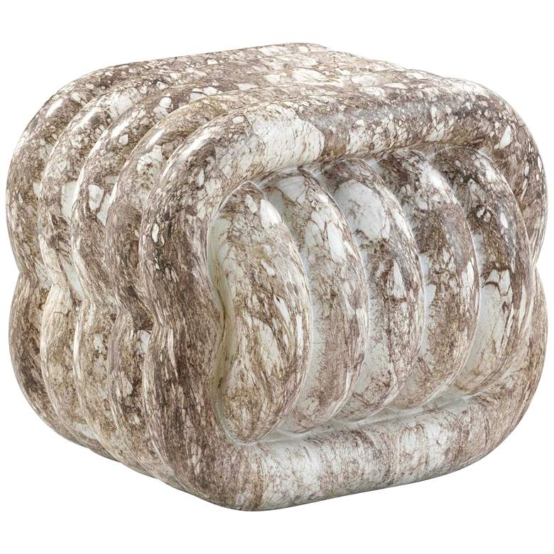 Image 1 TOV Love Knot 21" Wide Gray Faux Marble Indoor-Outdoor Accent Stool
