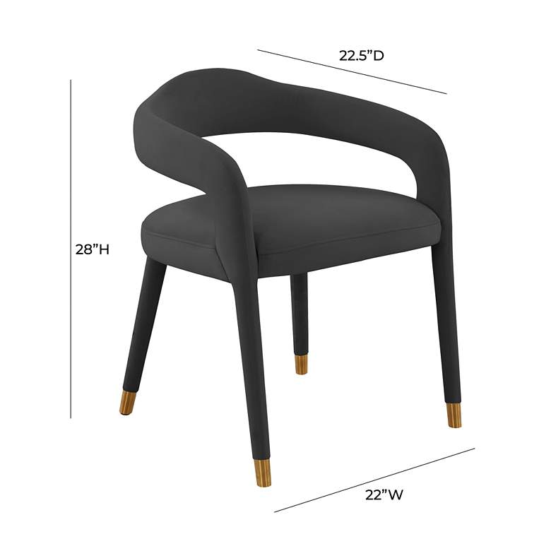 Image 6 TOV Lucia 22 1/2" Wide Black Velvet Modern Dining Chair more views