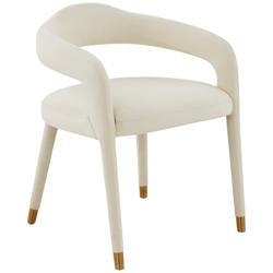 TOV Lucia 22 1/2" Wide White Cream Velvet Modern Dining Chair