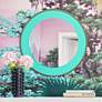 2_TOV Lucille 24" Round Brushed Brass and Turquoise Wall Mirror