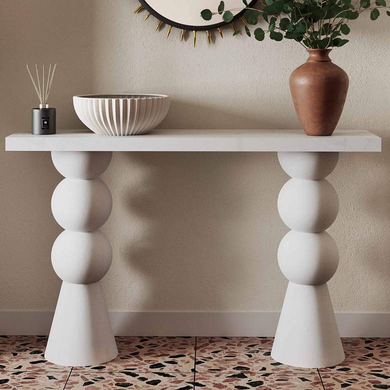 Image 2 TOV Lupita 53" Wide White Wood Modern Desk Console Table