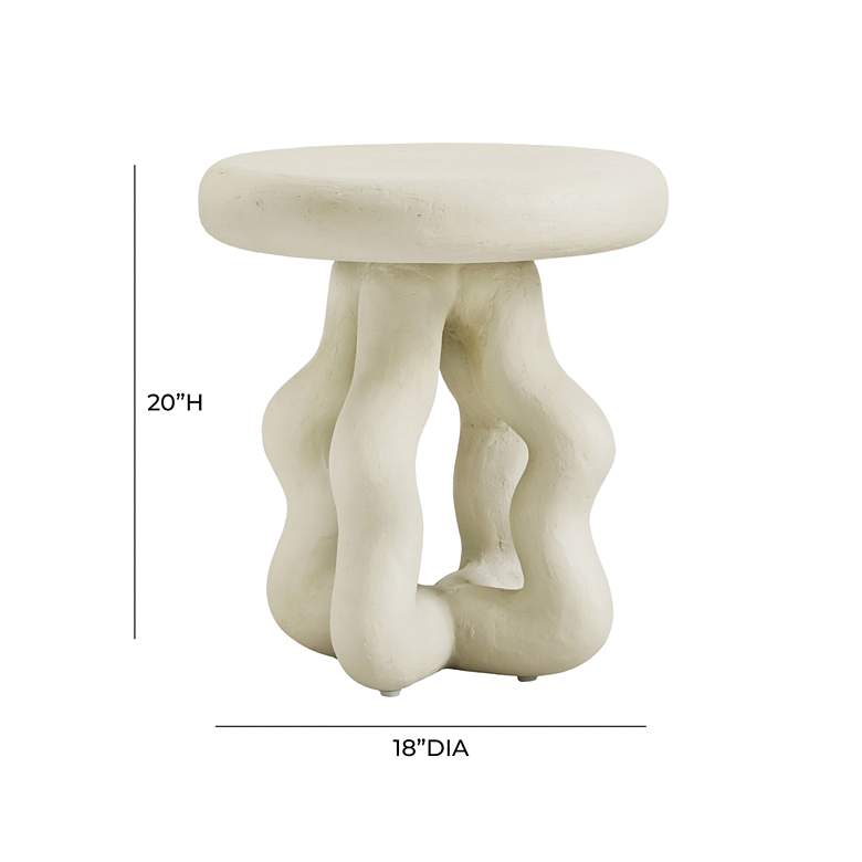 Image 6 TOV Maddie 18" Wide Cream Textured Fiber Stone Round Side Table more views