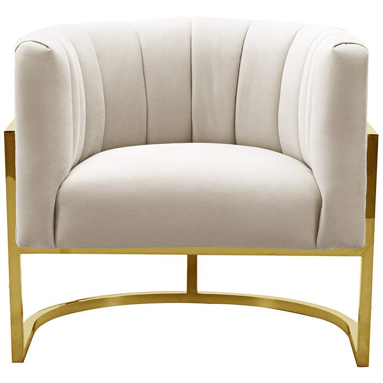 Image 2 TOV Magnolia 30 3/4" Wide Cream Velvet and Gold Modern Armchair more views
