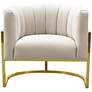 2_TOV Magnolia 30 3/4" Wide Cream Velvet and Gold Modern Armchair more views