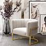 6_TOV Magnolia 30 3/4" Wide Cream Velvet and Gold Modern Armchair more views