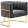 TOV Magnolia 30 3/4" Wide Modern Gray Velvet and Gold Armchair