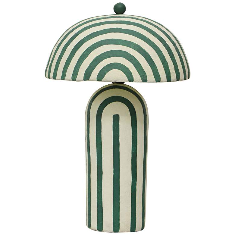 Image 1 TOV Maiori 18 1/2" Dark Green Striped Papier Mache Modern Table Lamp