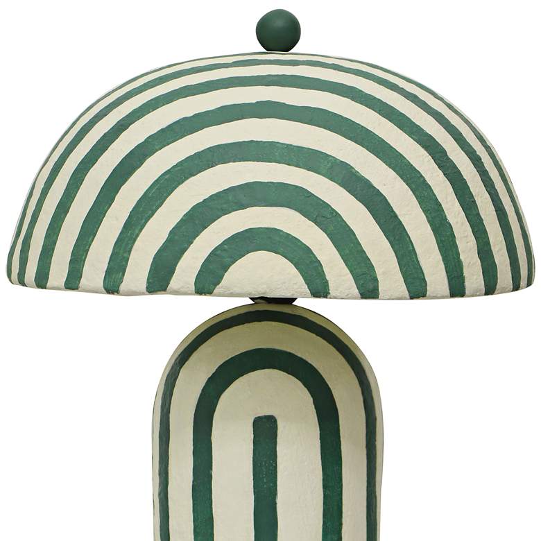 Image 2 TOV Maiori 18 1/2" Dark Green Striped Papier Mache Modern Table Lamp more views