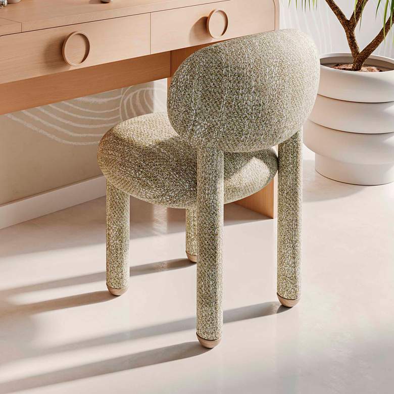 Image 2 TOV Manu 20 1/2" Wide Knubby Beige Performance Fabric Side Chair