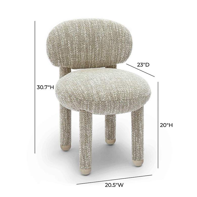 Image 7 TOV Manu 20 1/2" Wide Knubby Beige Performance Fabric Side Chair more views
