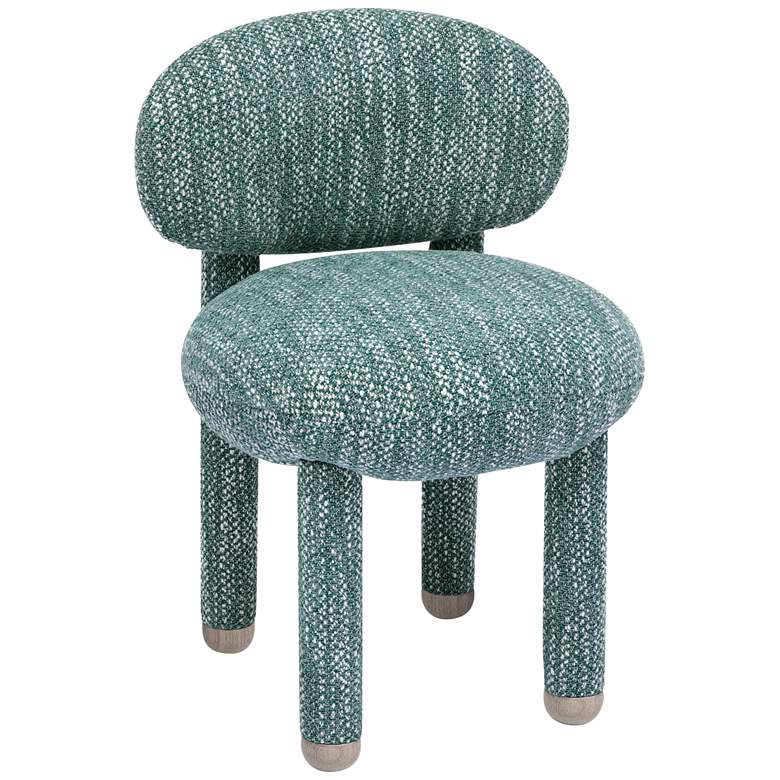 Image 3 TOV Manu 20 1/2" Wide Modern Knubby Teal Performance Fabric Side Chair