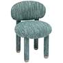 3_TOV Manu 20 1/2" Wide Modern Knubby Teal Performance Fabric Side Chair