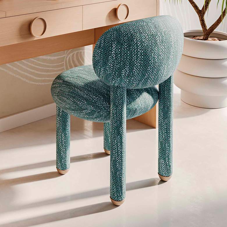 Image 2 TOV Manu 20 1/2" Wide Modern Knubby Teal Performance Fabric Side Chair
