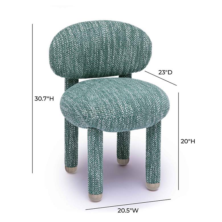 Image 7 TOV Manu 20 1/2" Wide Modern Knubby Teal Performance Fabric Side Chair more views