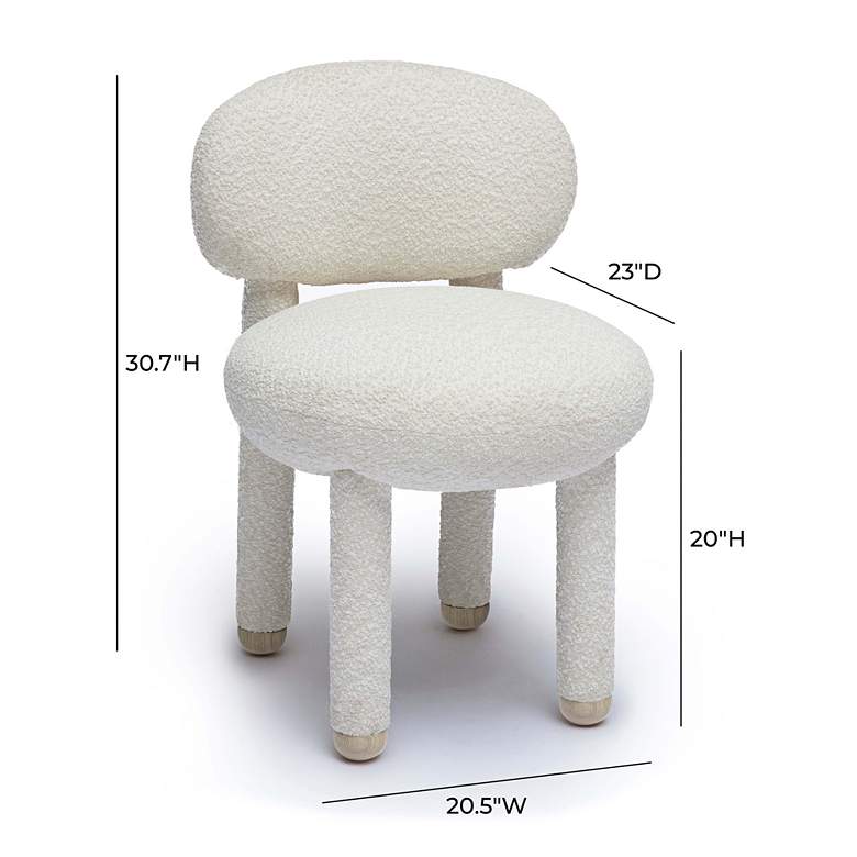 Image 7 TOV Manu 20 1/2" Wide White Cream Boucle Performance Fabric Side Chair more views
