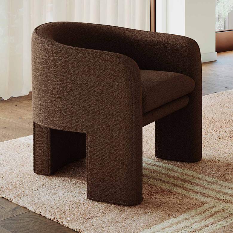 Image 2 TOV Marla 30" Wide Chocolate Brown Velvet Boucle Modern Accent Chair