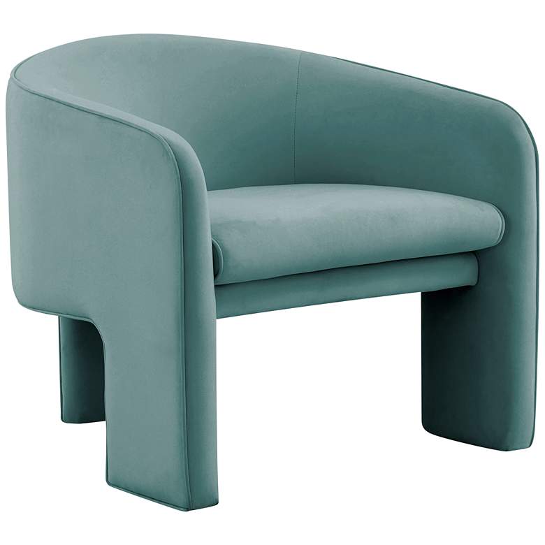 Image 3 TOV Marla Sea Blue Velvet Handcrafted Modern Accent Chair