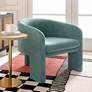 TOV Marla Sea Blue Velvet Handcrafted Modern Accent Chair in scene