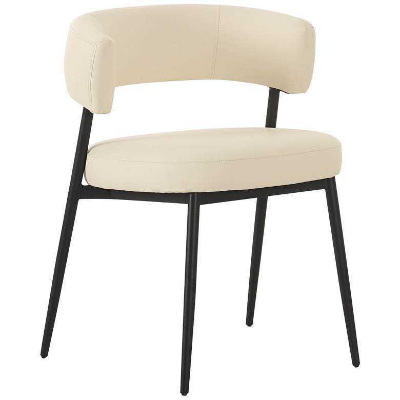 Image 1 TOV Maxine 22" Wide Modern Deco Cream Vegan Leather Dining Chair