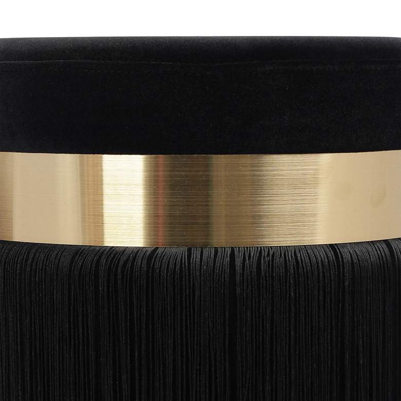 Image 4 TOV Melody 14 1/4" Wide Modern Round Black Tasseled Ottoman more views