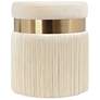 3_TOV Melody 14 1/4" Wide Modern Round Cream Tasseled Ottoman