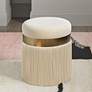 2_TOV Melody 14 1/4" Wide Modern Round Cream Tasseled Ottoman