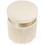 6_TOV Melody 14 1/4" Wide Modern Round Cream Tasseled Ottoman more views
