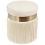 7_TOV Melody 14 1/4" Wide Modern Round Cream Tasseled Ottoman more views