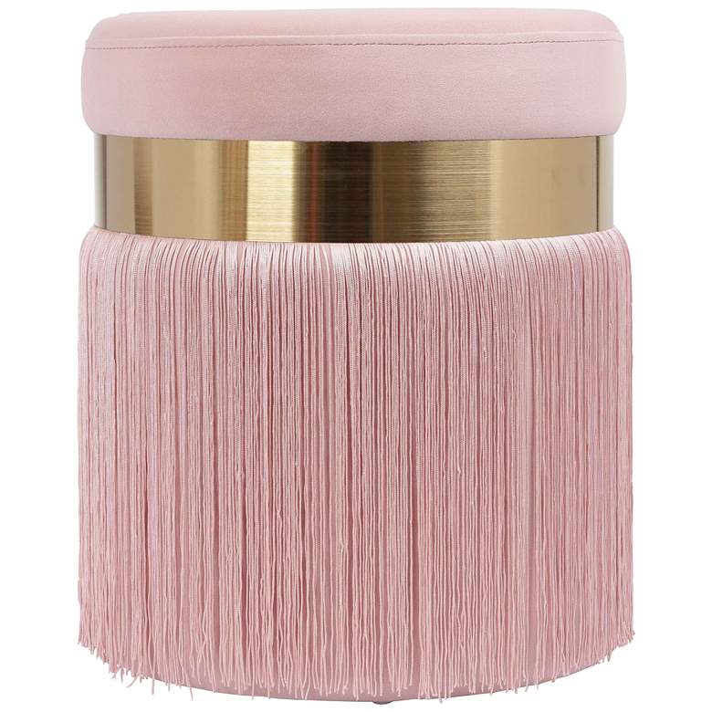 Image 3 TOV Melody 14 1/4" Wide Round Blush Pink Tasseled Ottoman