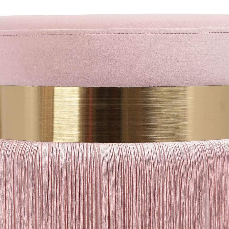 Image 4 TOV Melody 14 1/4" Wide Round Blush Pink Tasseled Ottoman more views