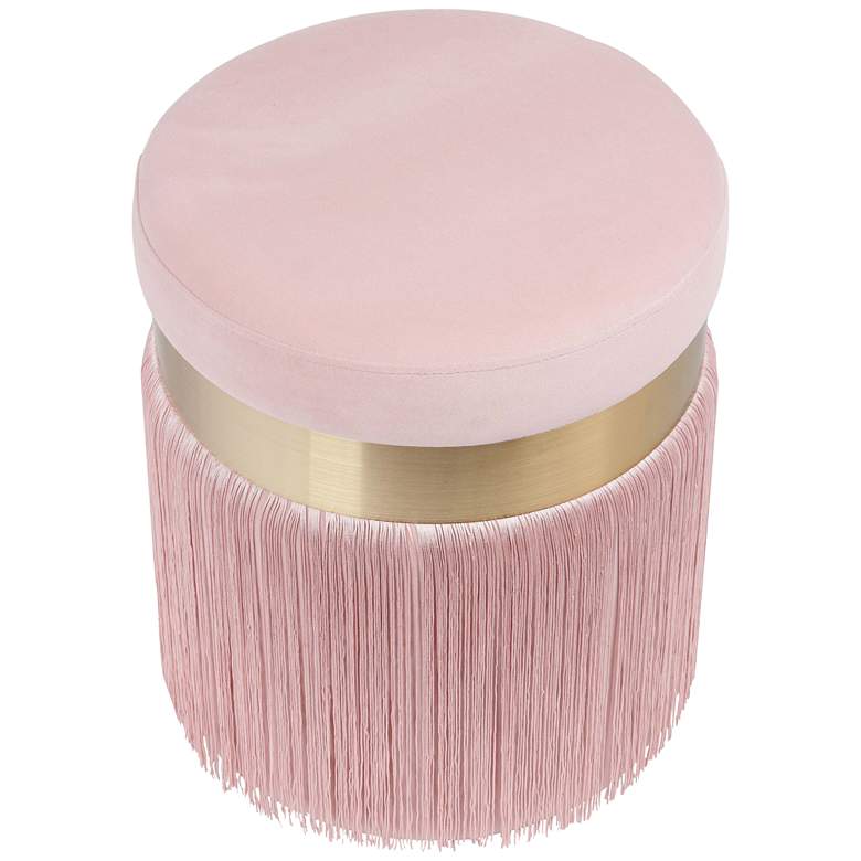 Image 6 TOV Melody 14 1/4" Wide Round Blush Pink Tasseled Ottoman more views