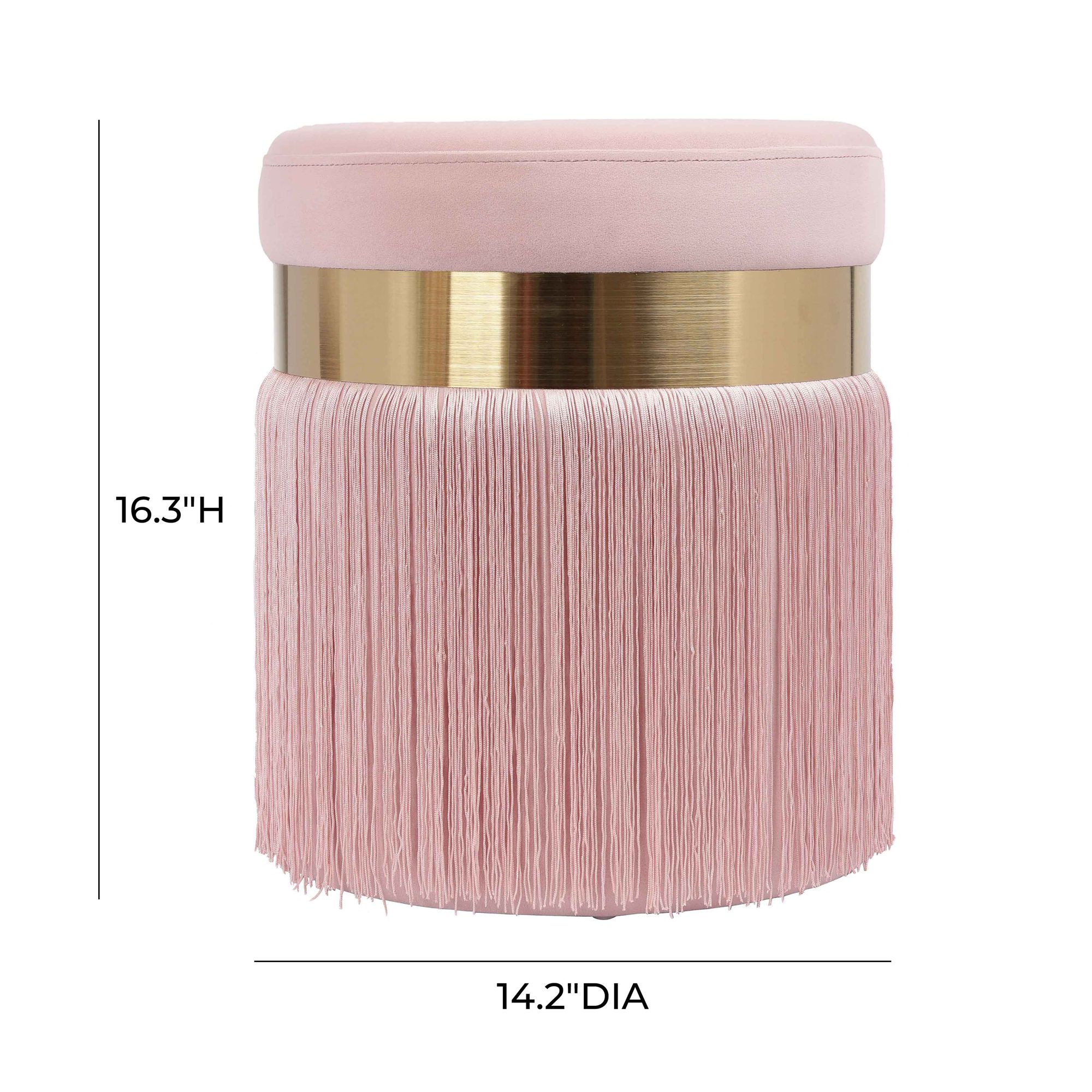 TOV Melody 14 1/4" Wide Round Blush Pink Tasseled Ottoman in scene