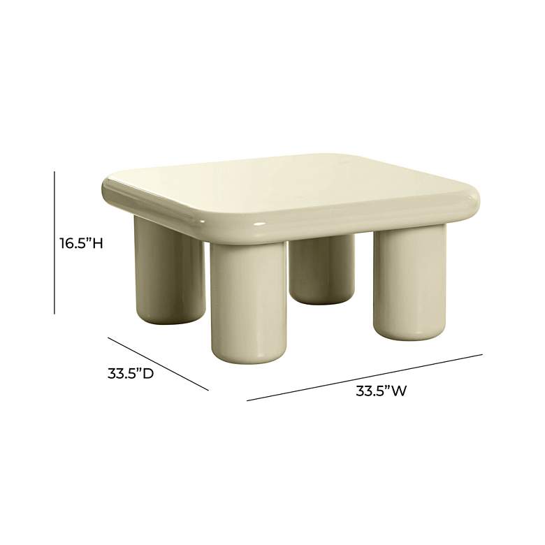 Image 7 TOV Memphis 33 1/2" Wide High-Gloss Cream Modern Square Coffee Table more views