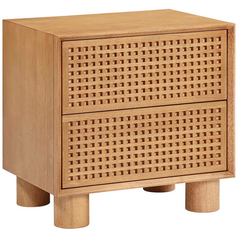 Image 3 TOV Miles 22" Wide Natural Wood Modern 2-Drawer Nightstand